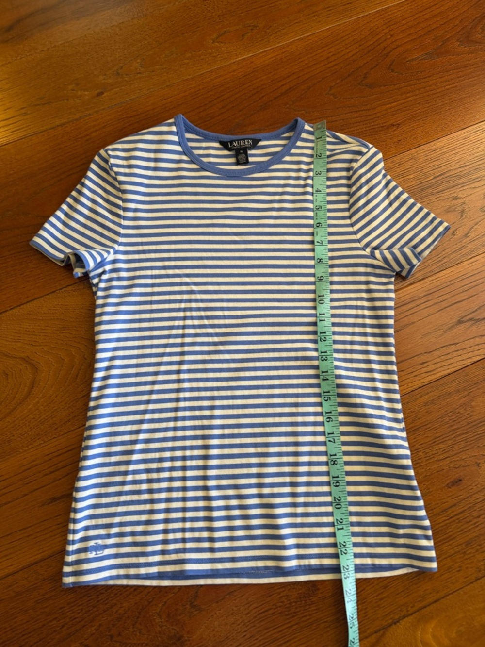 Lauren Ralph Lauren Blue and White Striped Short Sleeve Tshirt - Picture 6 of 8